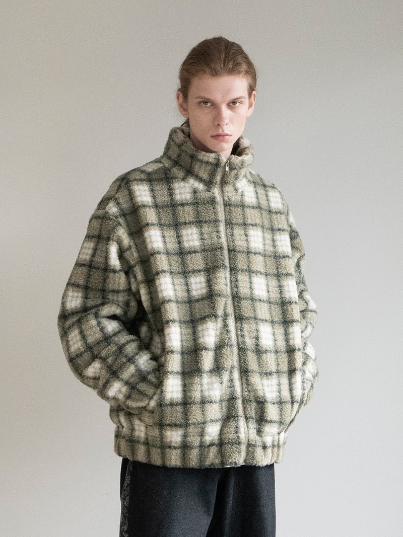 Winter Check Fleece Jacket_Khaki